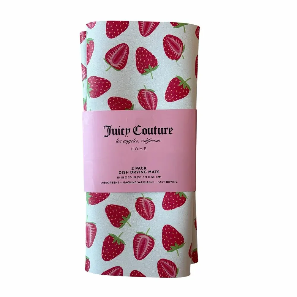 Juicy Couture Strawberry Dish Drying Mats 15x20 Set of 2 NEW